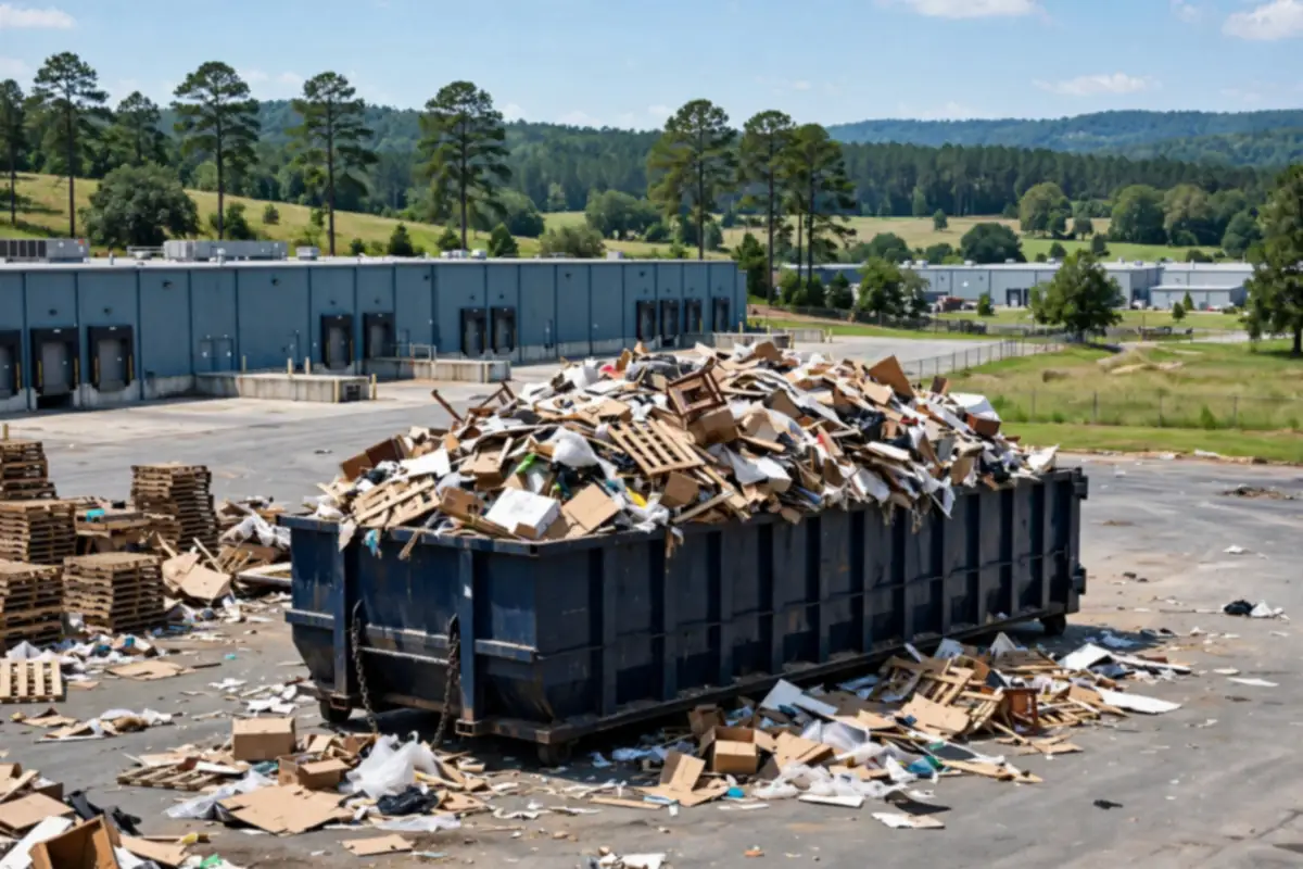 40 yard dumpster at a distribution warehouse in Asheboro, NC