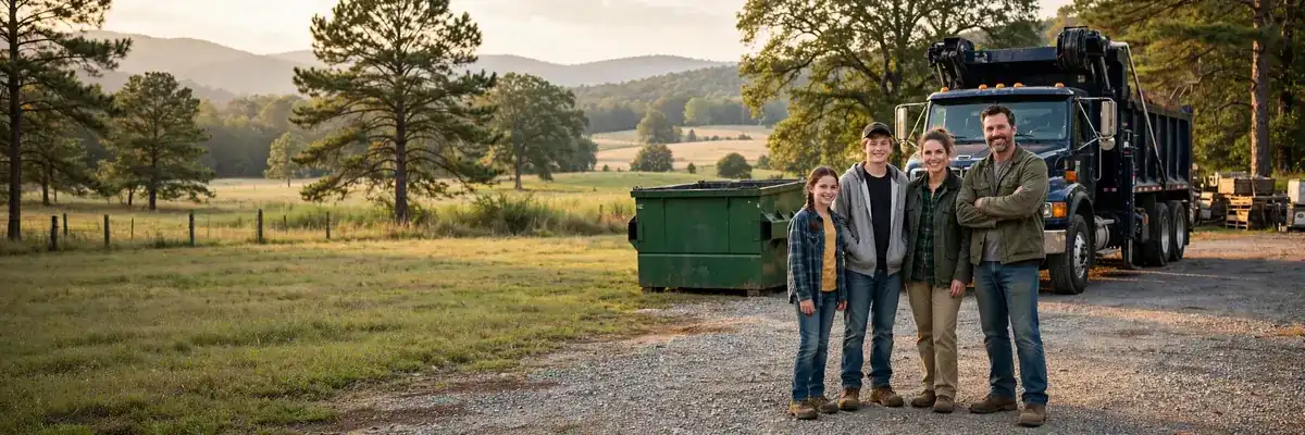 About Express Dumpster Rental — family-owned Asheboro crew with roll-off truck and dumpster