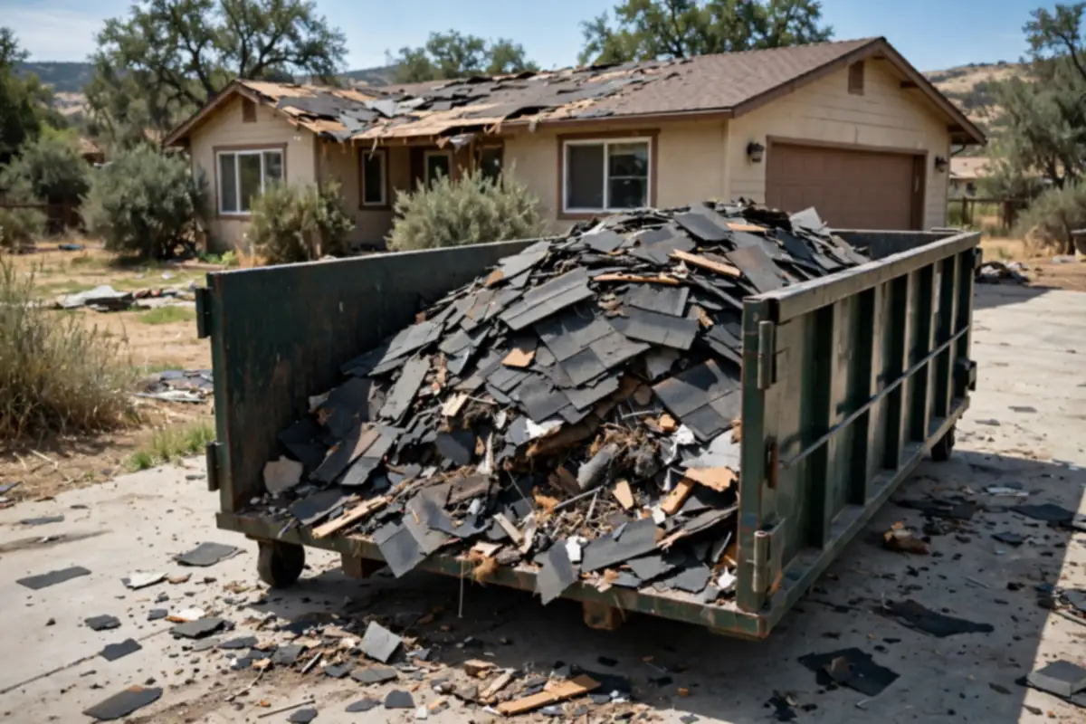 15 yard dumpster full of shingle tear-off debris in Asheboro, NC