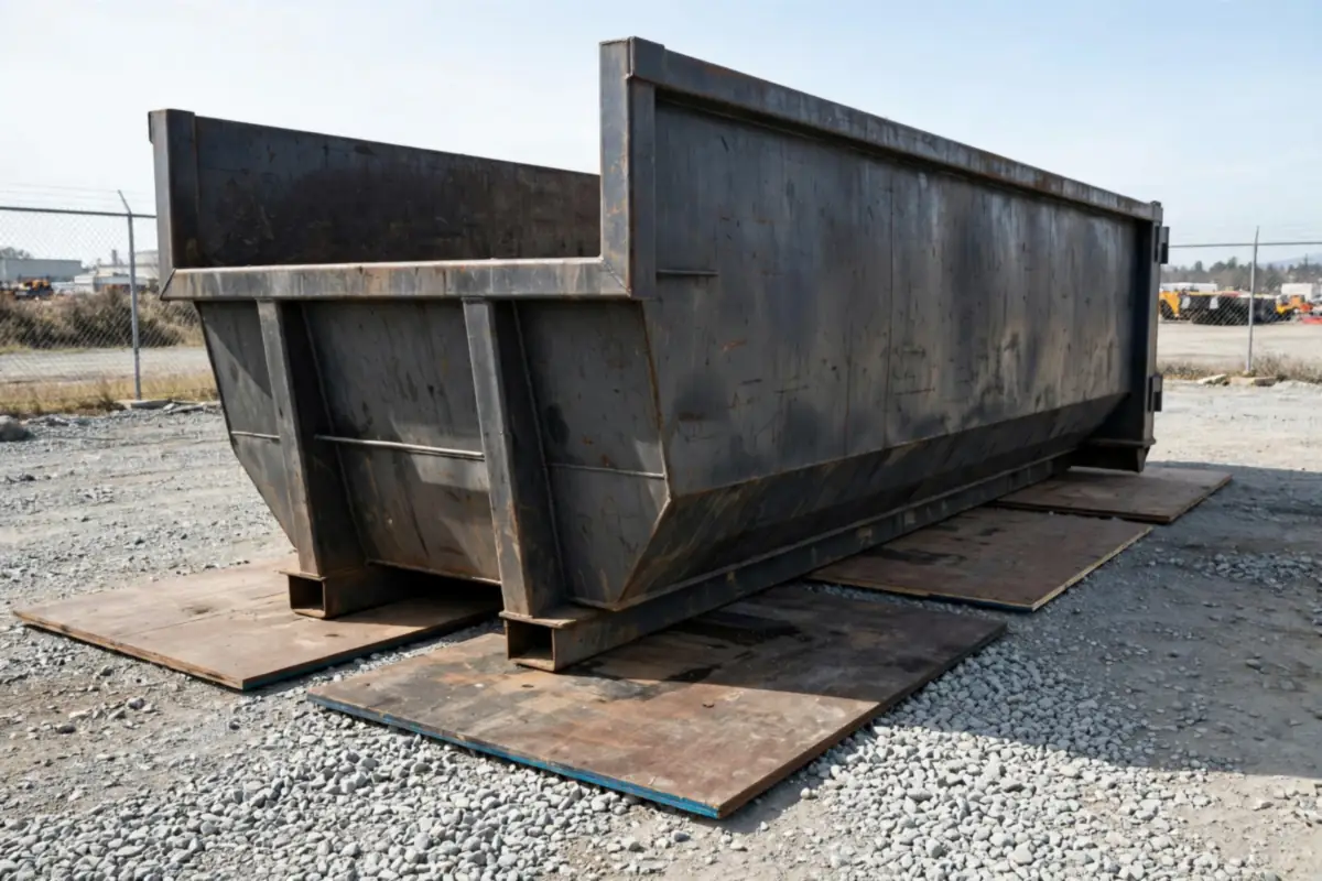 40 yard dumpster placed on protective boards in Asheboro, NC
